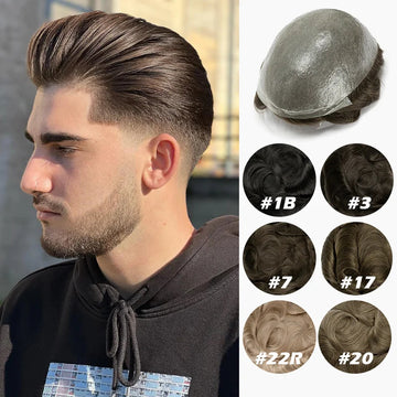 Men’s 100% Human Hair Patch – V-Loop, 90–100% Density